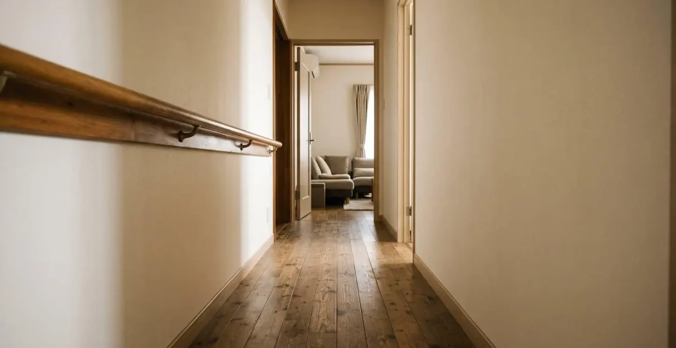 Interior home scene showing potential fall hazards for elderly residents