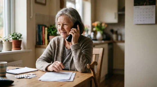 Senior person preparing for medical appointment with accessible transport documentation